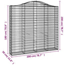 vidaXL 4 db íves horganyzott vas gabion kosár 200x30x180/200 cm