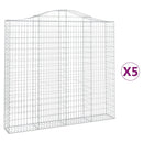 vidaXL 5 db íves horganyzott vas gabion kosár 200x30x180/200 cm