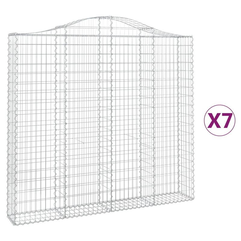 vidaXL 7 db íves horganyzott vas gabion kosár 200x30x180/200 cm