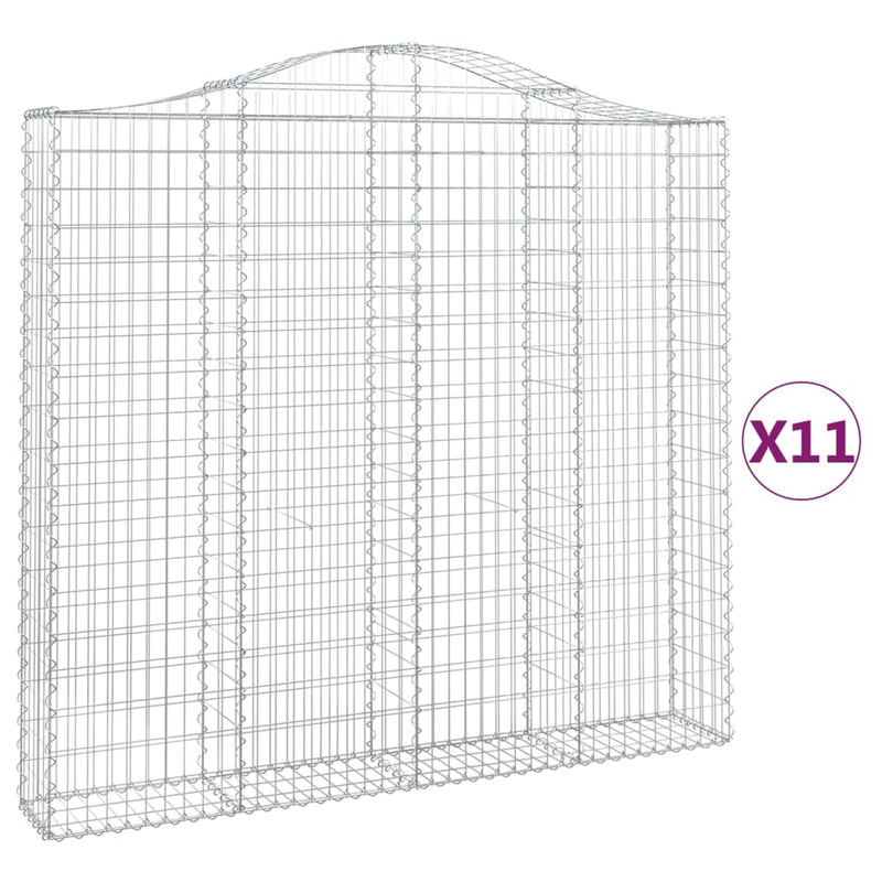 vidaXL 11 db íves horganyzott vas gabion kosár 200x30x180/200 cm