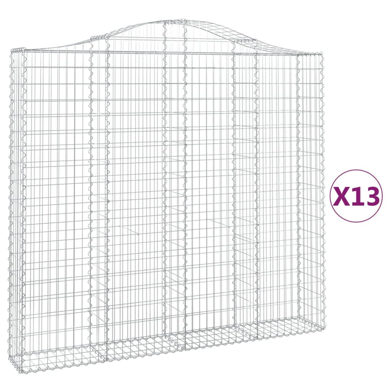 vidaXL 13 db íves horganyzott vas gabion kosár 200x30x180/200 cm
