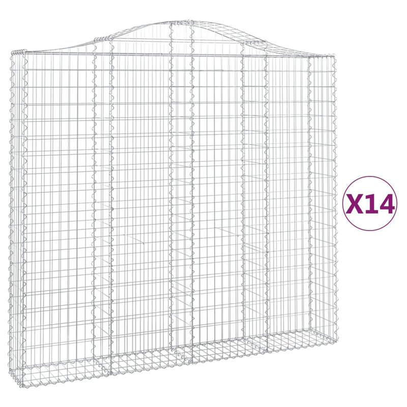 vidaXL 14 db íves horganyzott vas gabion kosár 200x30x180/200 cm