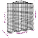 vidaXL 2 db íves horganyzott vas gabion kosár 200 x 30 x 200/220 cm