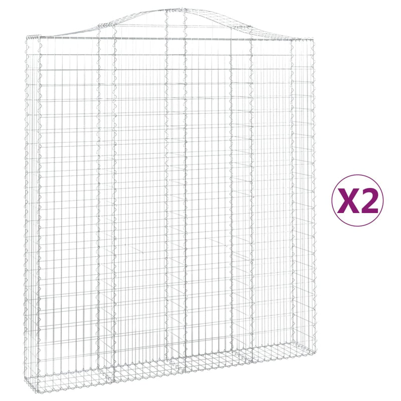 vidaXL 2 db íves horganyzott vas gabion kosár 200x30x220/240 cm