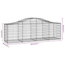 vidaXL 4 db íves horganyzott vas gabion kosár 200x50x60/80 cm