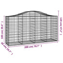 vidaXL 5 db íves horganyzott vas gabion kosár 200 x 50 x 100/120 cm