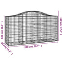 vidaXL 8 db íves horganyzott vas gabion kosár 200 x 50 x 100/120 cm