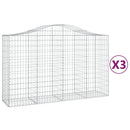 vidaXL 3 db íves horganyzott vas gabion kosár 200x50x120/140 cm