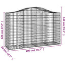 vidaXL 5 db íves horganyzott vas gabion kosár 200x50x120/140 cm