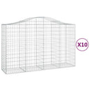 vidaXL 10 db íves horganyzott vas gabion kosár 200x50x120/140 cm
