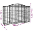 vidaXL 10 db íves horganyzott vas gabion kosár 200x50x120/140 cm