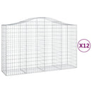 vidaXL 12 db íves horganyzott vas gabion kosár 200x50x120/140 cm