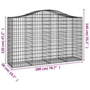 vidaXL 12 db íves horganyzott vas gabion kosár 200x50x120/140 cm