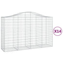 vidaXL 14 db íves horganyzott vas gabion kosár 200x50x120/140 cm