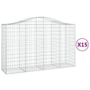 vidaXL 15 db íves horganyzott vas gabion kosár 200x50x120/140 cm