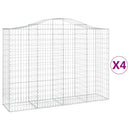 vidaXL 4 db íves horganyzott vas gabion kosár 200x50x140/160 cm
