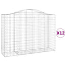 vidaXL 12 db íves horganyzott vas gabion kosár 200x50x140/160 cm