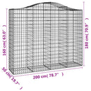 vidaXL 2 db íves horganyzott vas gabion kosár 200x50x160/180 cm