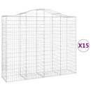 vidaXL 15 db íves horganyzott vas gabion kosár 200x50x160/180 cm