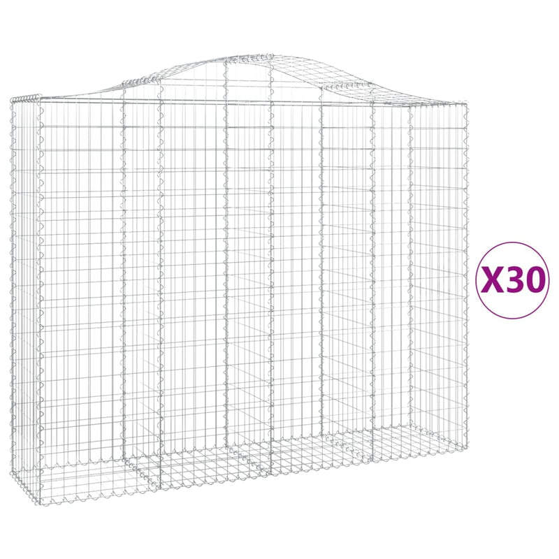 vidaXL 30 db íves horganyzott vas gabion kosár 200x50x160/180 cm