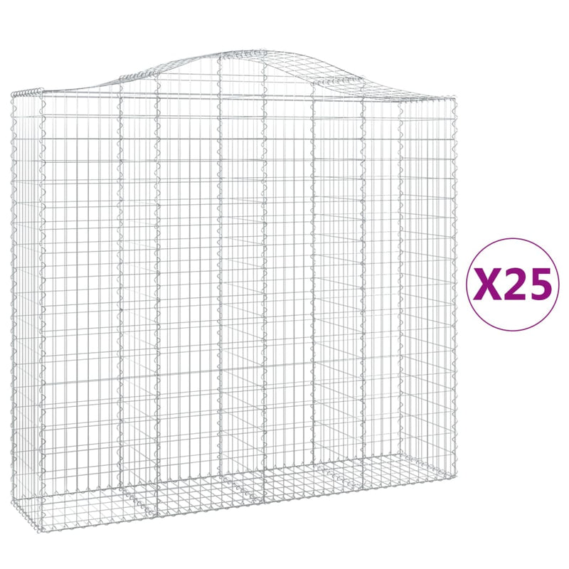 vidaXL 25 db íves horganyzott vas gabion kosár 200x50x180/200 cm