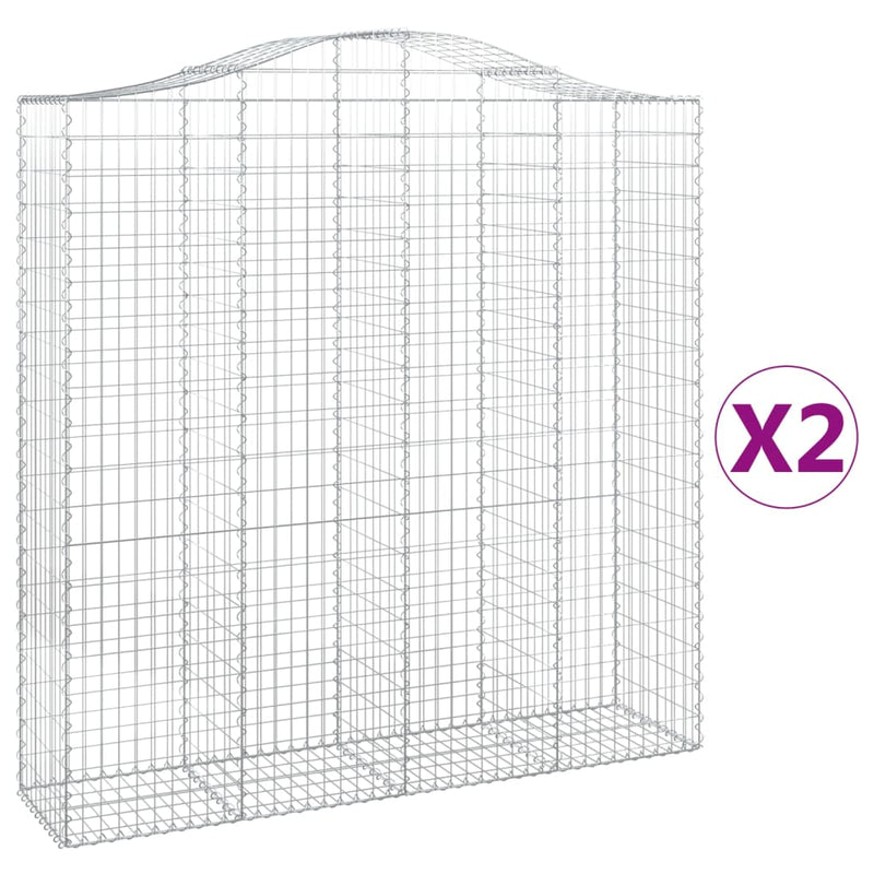 vidaXL 2 db íves horganyzott vas gabion kosár 200x50x200/220 cm