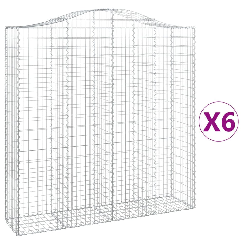 vidaXL 6 db íves horganyzott vas gabion kosár 200x50x200/220 cm