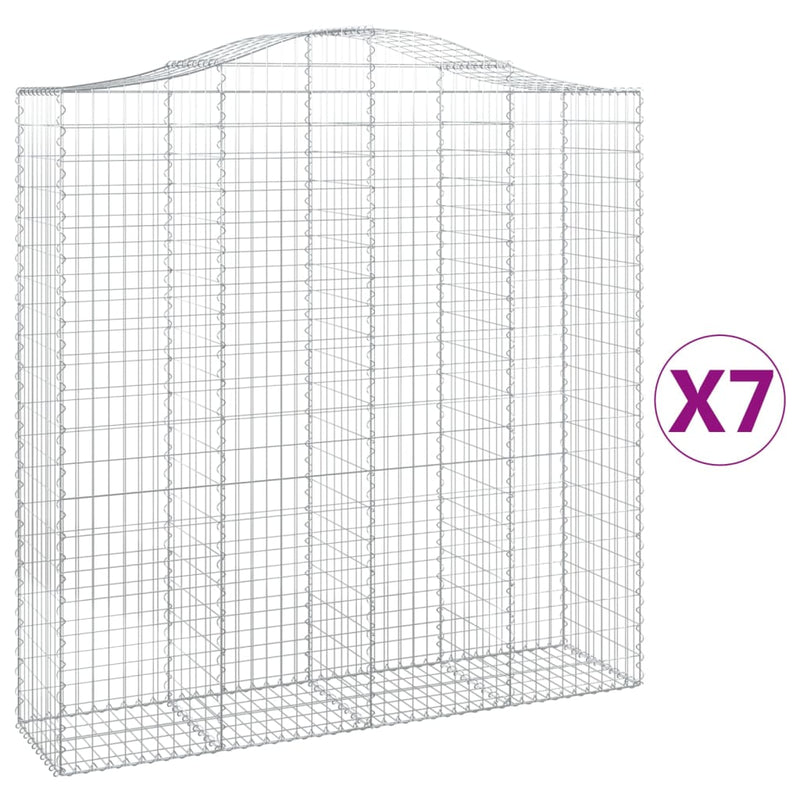 vidaXL 7 db íves horganyzott vas gabion kosár 200x50x200/220 cm