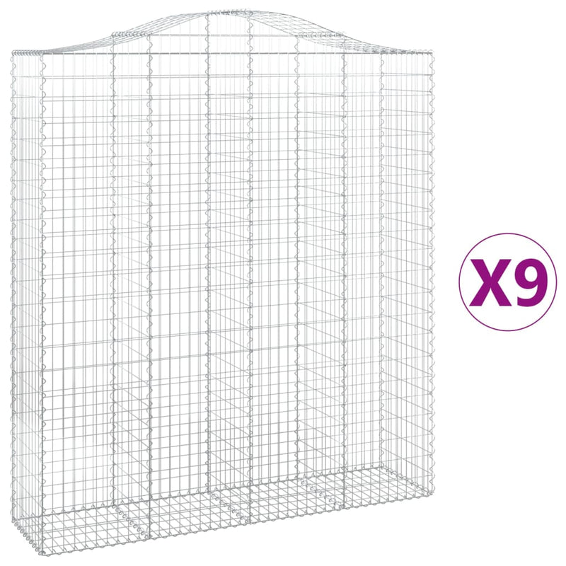 vidaXL 9 db íves horganyzott vas gabion kosár 200x50x220/240 cm