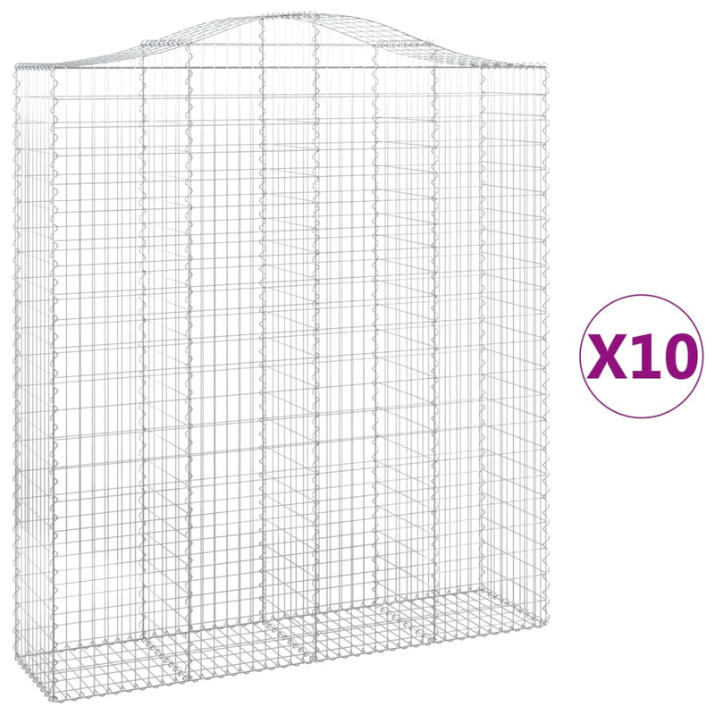 vidaXL 10 db íves horganyzott vas gabion kosár 200x50x220/240 cm