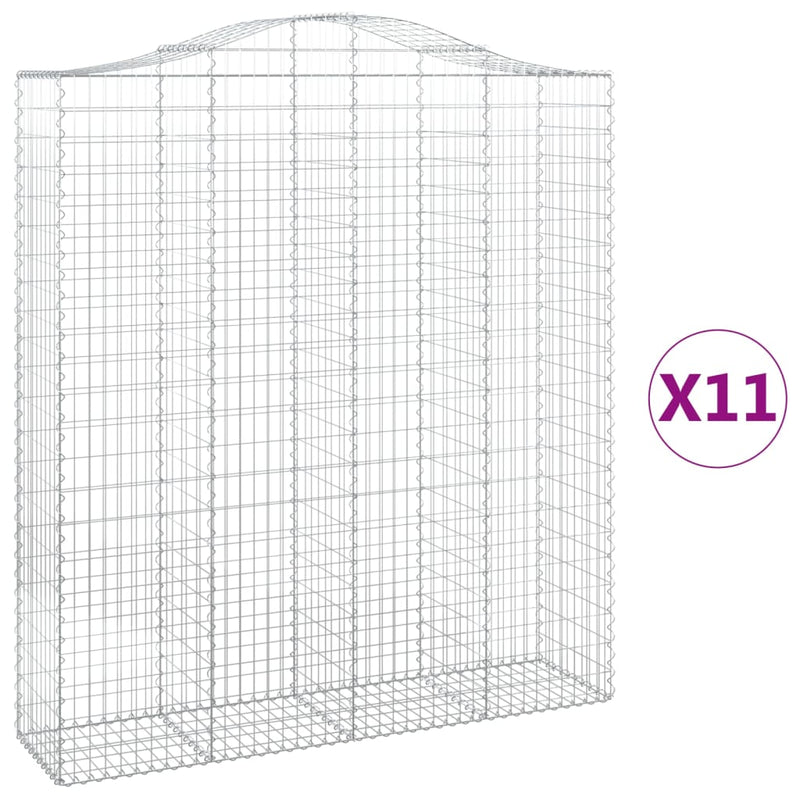 vidaXL 11 db íves horganyzott vas gabion kosár 200x50x220/240 cm