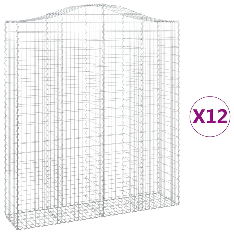 vidaXL 12 db íves horganyzott vas gabion kosár 200x50x220/240 cm