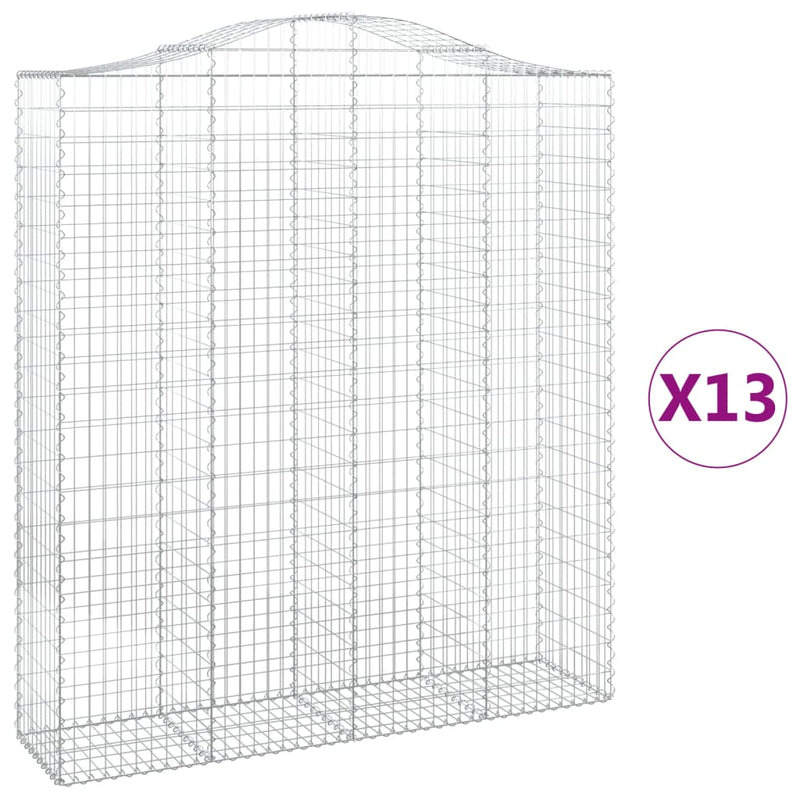 vidaXL 13 db íves horganyzott vas gabion kosár 200x50x220/240 cm