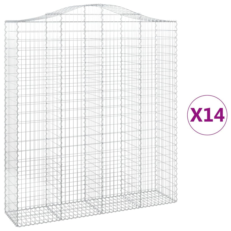 vidaXL 14 db íves horganyzott vas gabion kosár 200x50x220/240 cm
