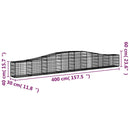 vidaXL 5 db íves horganyzott vas gabion kosár 400x30x40/60 cm
