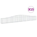 vidaXL 15 db íves horganyzott vas gabion kosár 400x30x40/60 cm