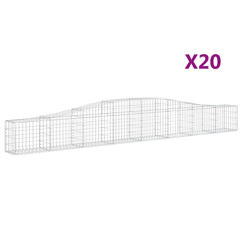 vidaXL 20 db íves horganyzott vas gabion kosár 400x30x40/60 cm