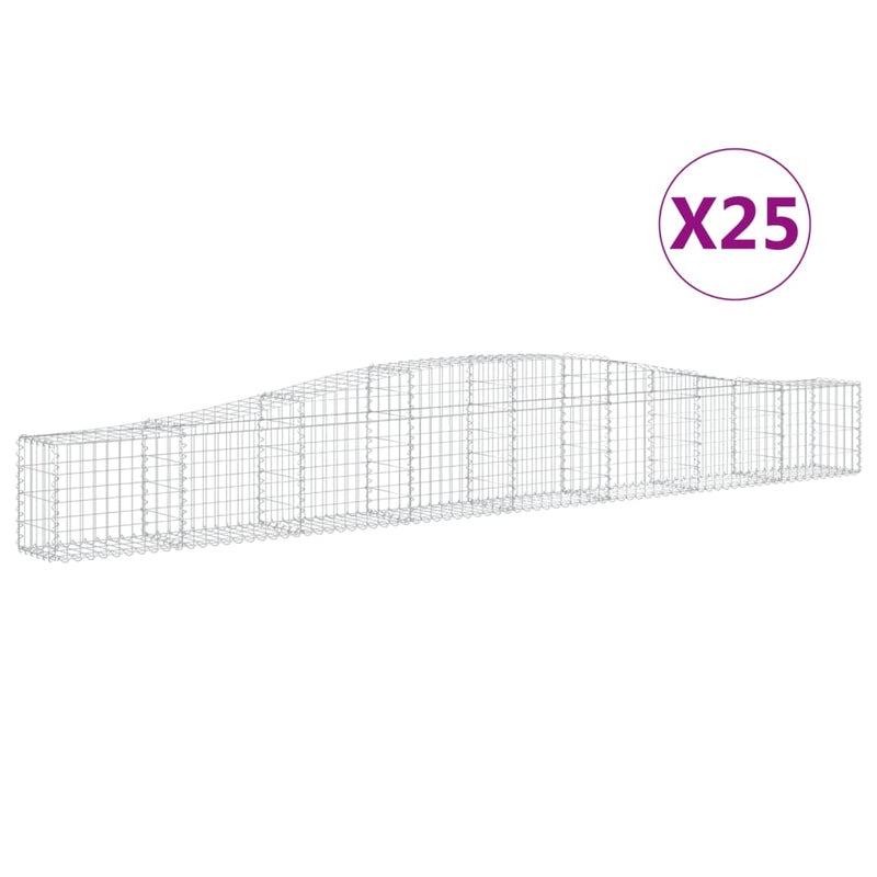 vidaXL 25 db íves horganyzott vas gabion kosár 400x30x40/60 cm