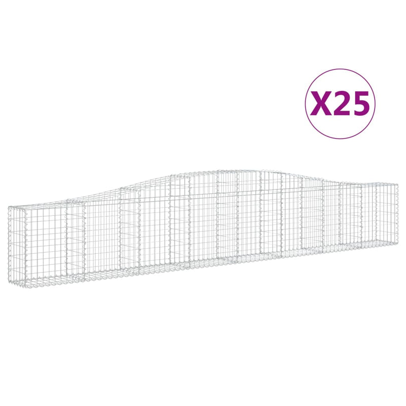 vidaXL 25 db íves horganyzott vas gabion kosár 400x30x60/80 cm