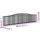 vidaXL 15 db íves horganyzott vas gabion kosár 400x30x80/100 cm