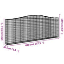 vidaXL 10 db íves horganyzott vas gabion kosár 400x30x140/160 cm