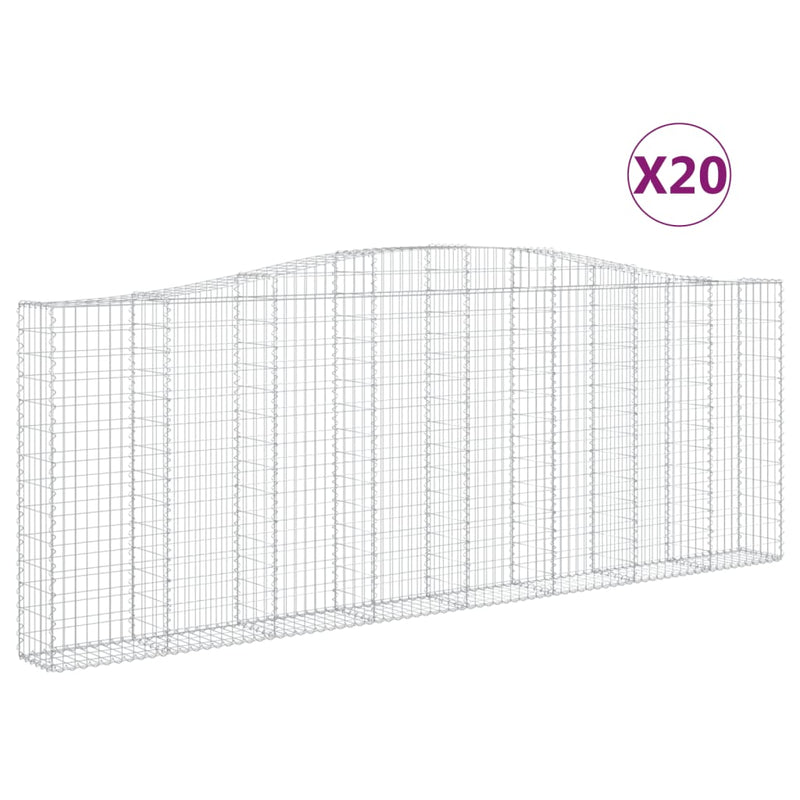 vidaXL 20 db íves horganyzott vas gabion kosár 400x30x140/160 cm