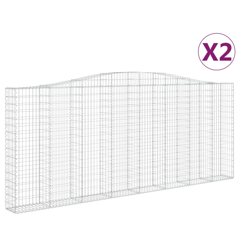 vidaXL 2 db íves horganyzott vas gabion kosár 400x30x160/180 cm