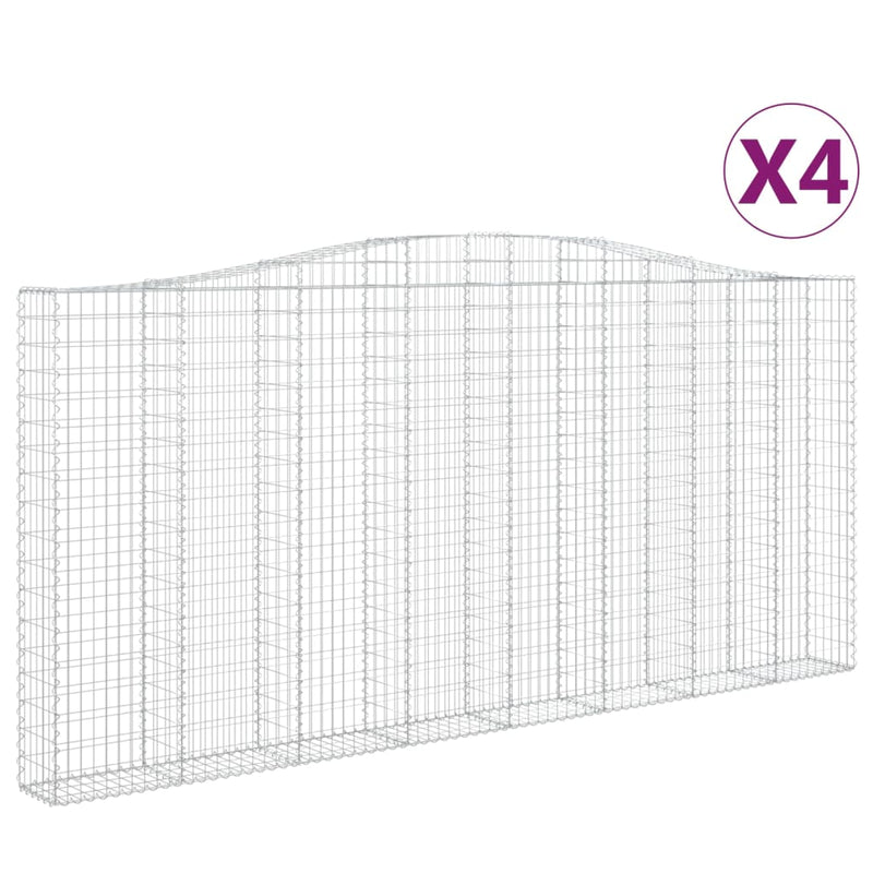 vidaXL 4 db íves horganyzott vas gabion kosár 400x30x180/200 cm