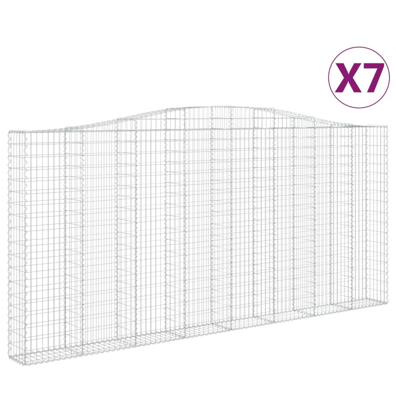 vidaXL 7 db íves horganyzott vas gabion kosár 400x30x180/200 cm