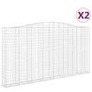 vidaXL 2 db íves horganyzott vas gabion kosár 400x30x200/220 cm