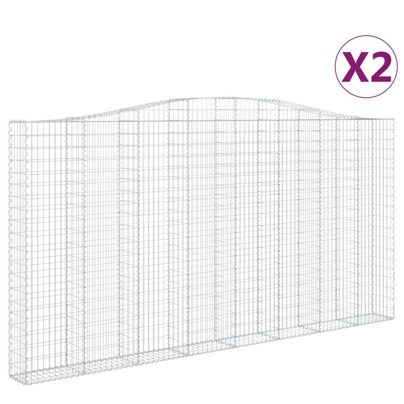 vidaXL 2 db íves horganyzott vas gabion kosár 400x30x200/220 cm