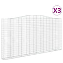 vidaXL 3 db íves horganyzott vas gabion kosár 400x30x200/220 cm