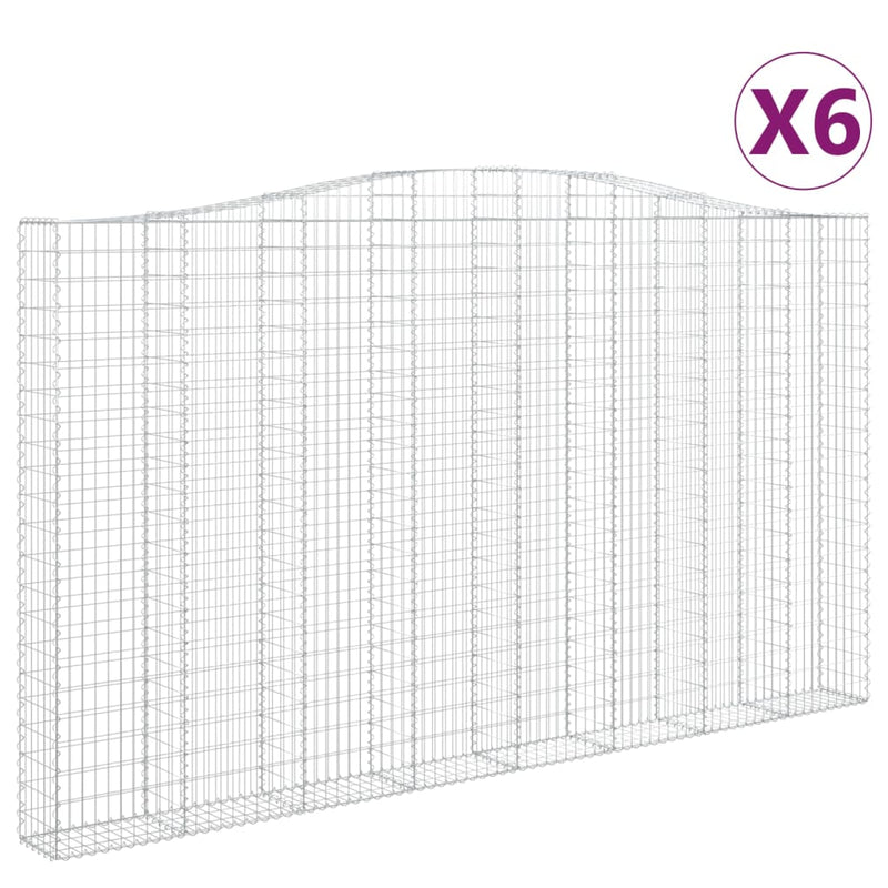vidaXL 6 db íves horganyzott vas gabion kosár 400x30x220/240 cm