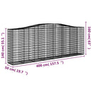 vidaXL 5 db íves horganyzott vas gabion kosár 400x50x140/160 cm